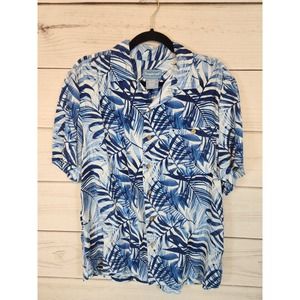 Tropicool Mens Multicolor Floral Printed Short Sleeve Casual Button Down Shirt M